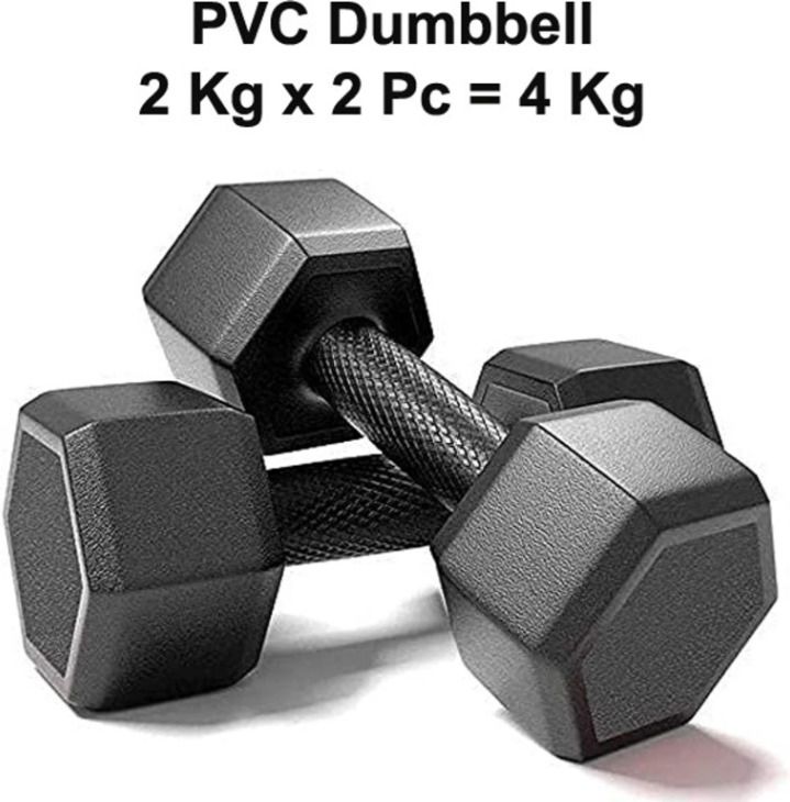 bellatrix x 4kg-2x2-pvc black hexa dumbell Fitness Accessory Kit Kit-picture-42