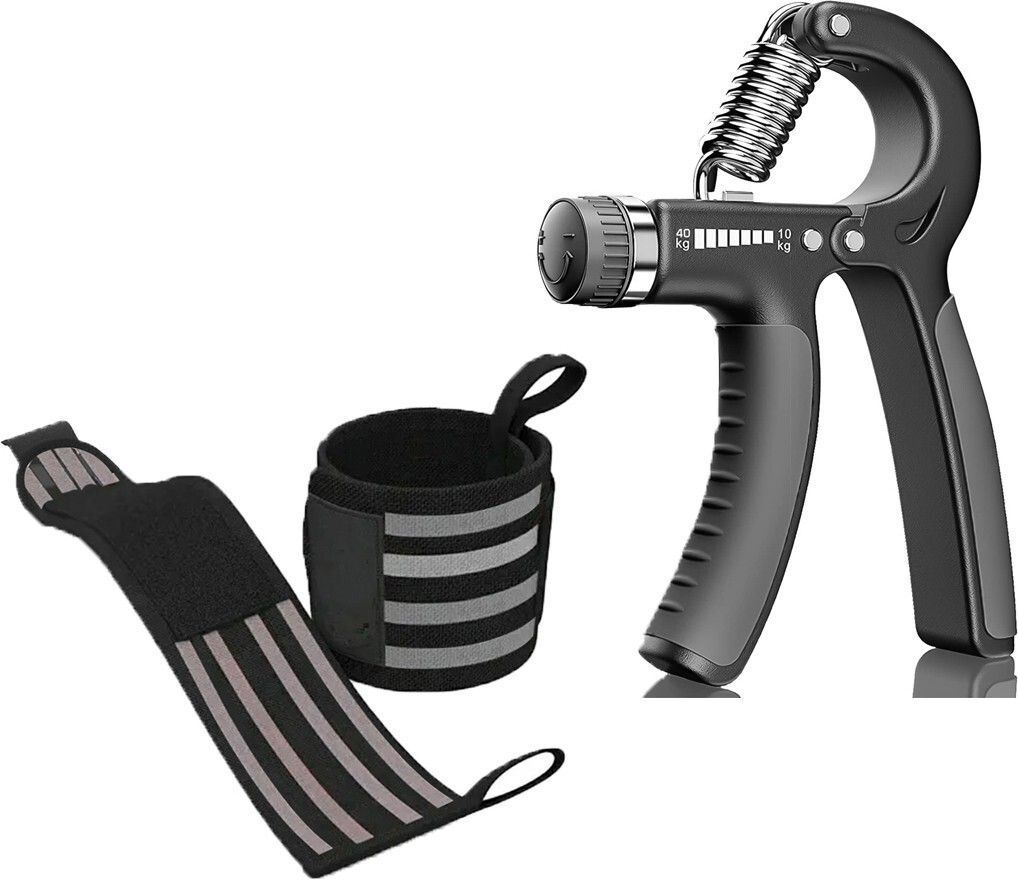 Classic,Stylish Hand Gripper Strength Trainer with gym wrist band Fitness Accessory Kit Kit-image-26