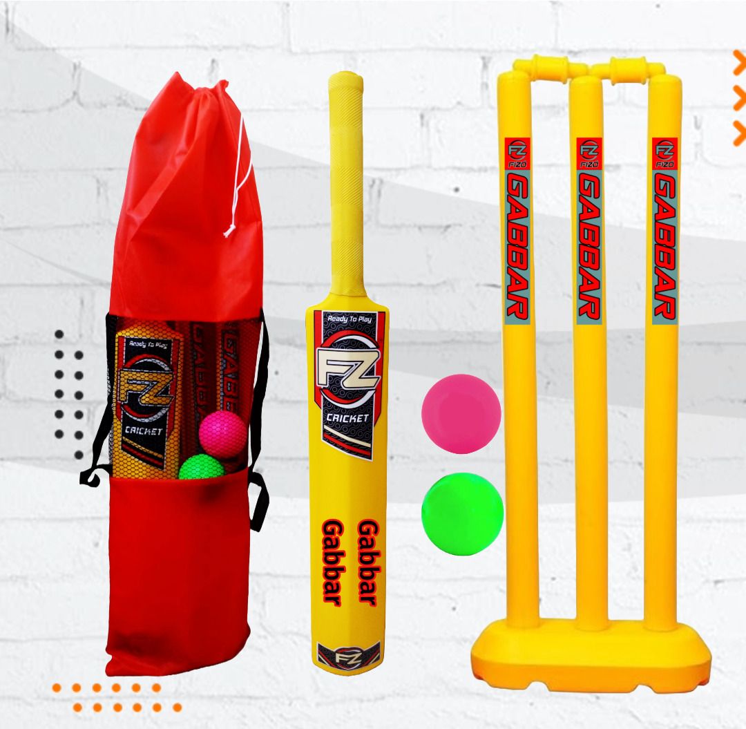 fizo Plastic Cricket Set Kids For 3-5 Years (1 Bat Size-2, 1Set Wicket, 2 Ball & Bag Cricket Kit-picture-10