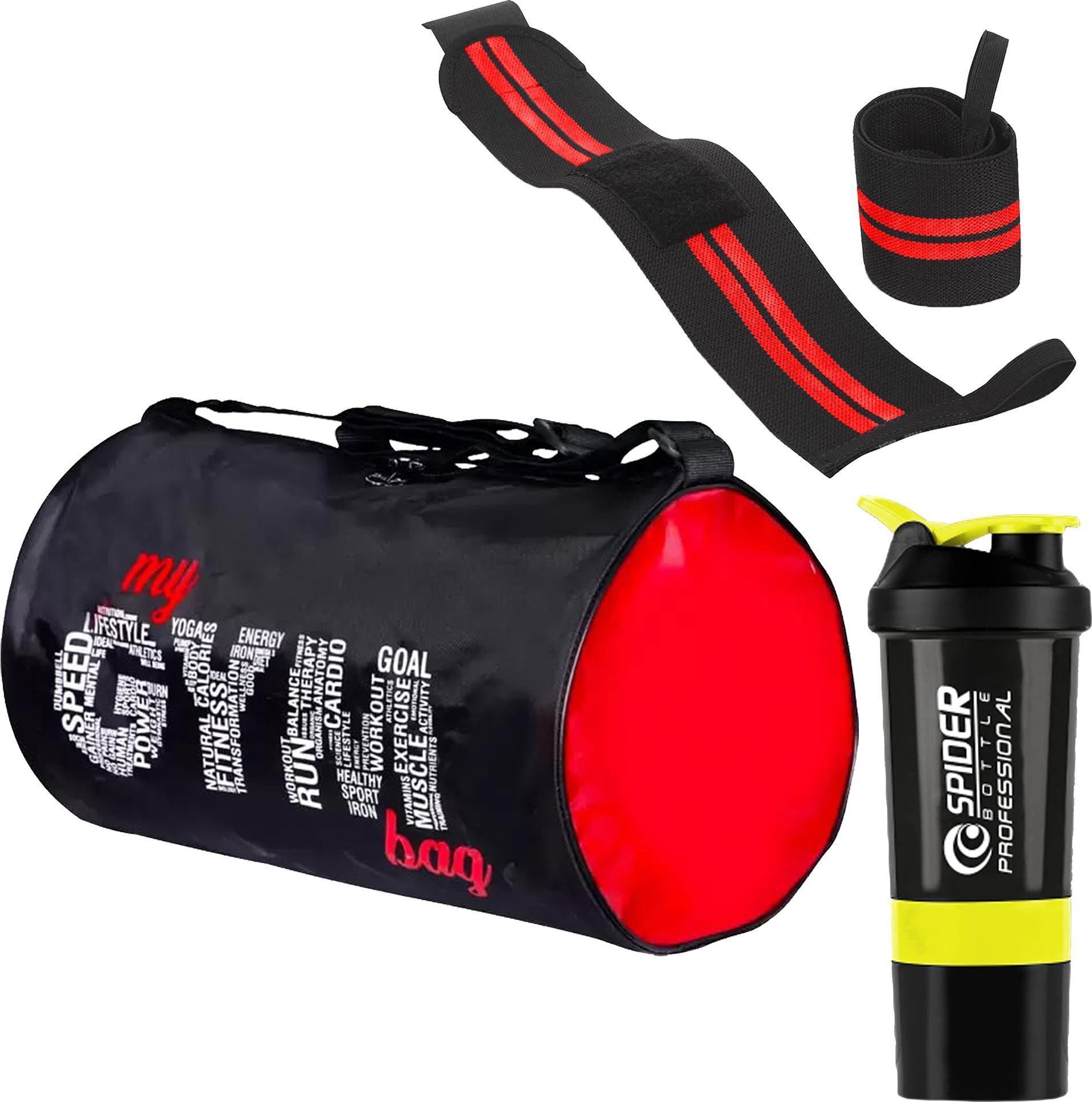 Workout Power Combo Gym Shaker Bottle With Gym Bag & Wristband Set Fitness Accessory Kit Kit-image-15