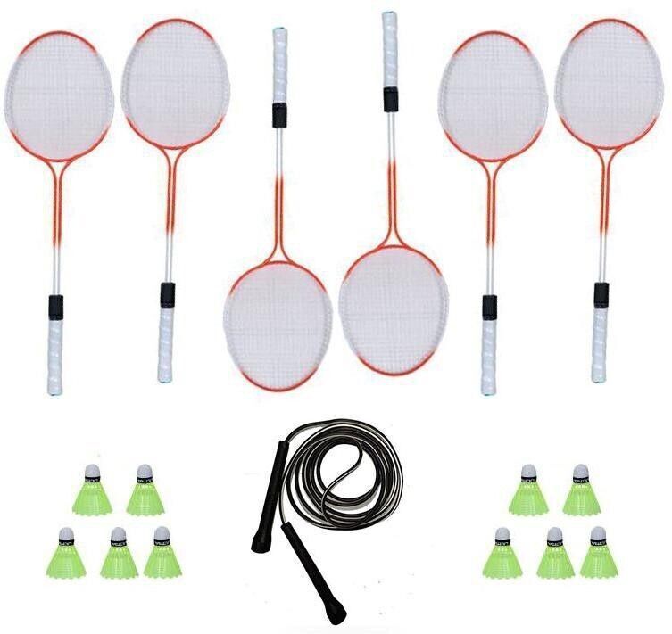 ravisport Badminton Racquet Set- 6 Pc With 10 Piece Nylon Shuttle & 1 Skipping Rope b New Badminton Kit-picture-35