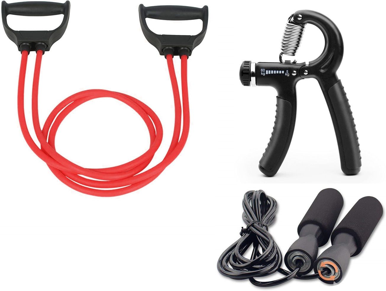 Combo of Toning Tube with Hand Gripper and Skipping for Gym Workout Fitness Accessory Kit Kit-image-46