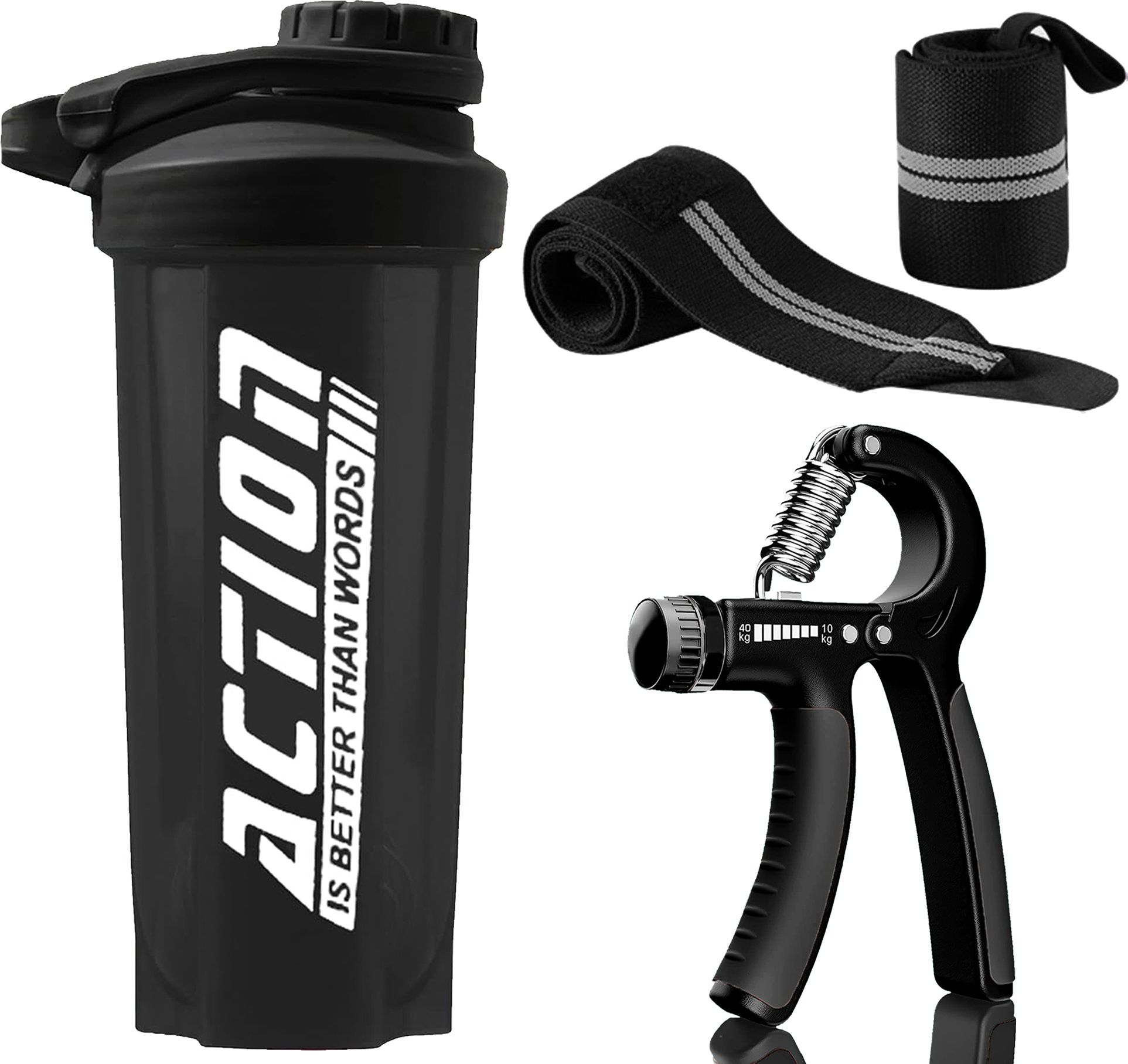 Unisex 700ml Gym Shaker Bottle With Hand Gripper & Wrist Support Band Fitness Accessory Kit Kit-image-15