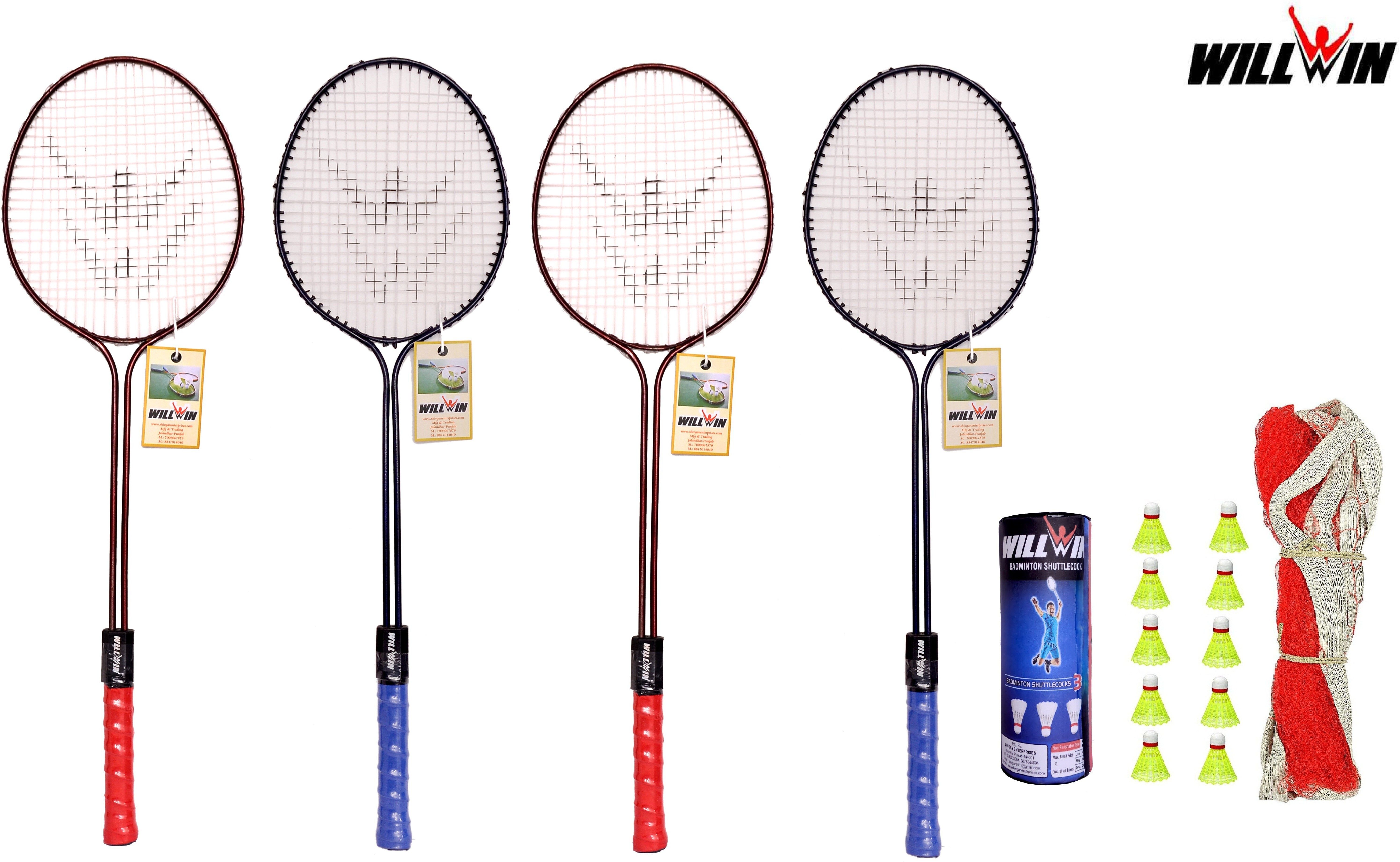 houseofcommon Roxy Badmintion Set Of 4 Racquet And 10 Naylon Shuttles And Naylon Net new Badminton Kit-picture-15