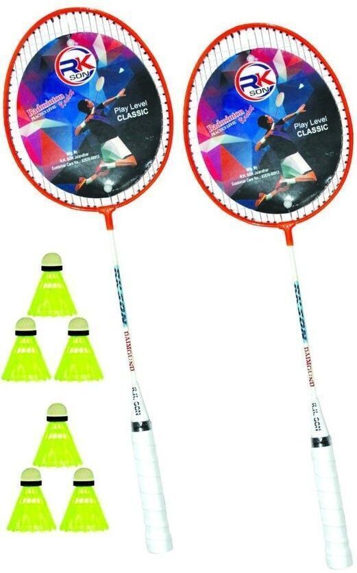 Badminton racket pack of 2 with 6 piece plasic shuttle Branded Badminton Kit-image-2