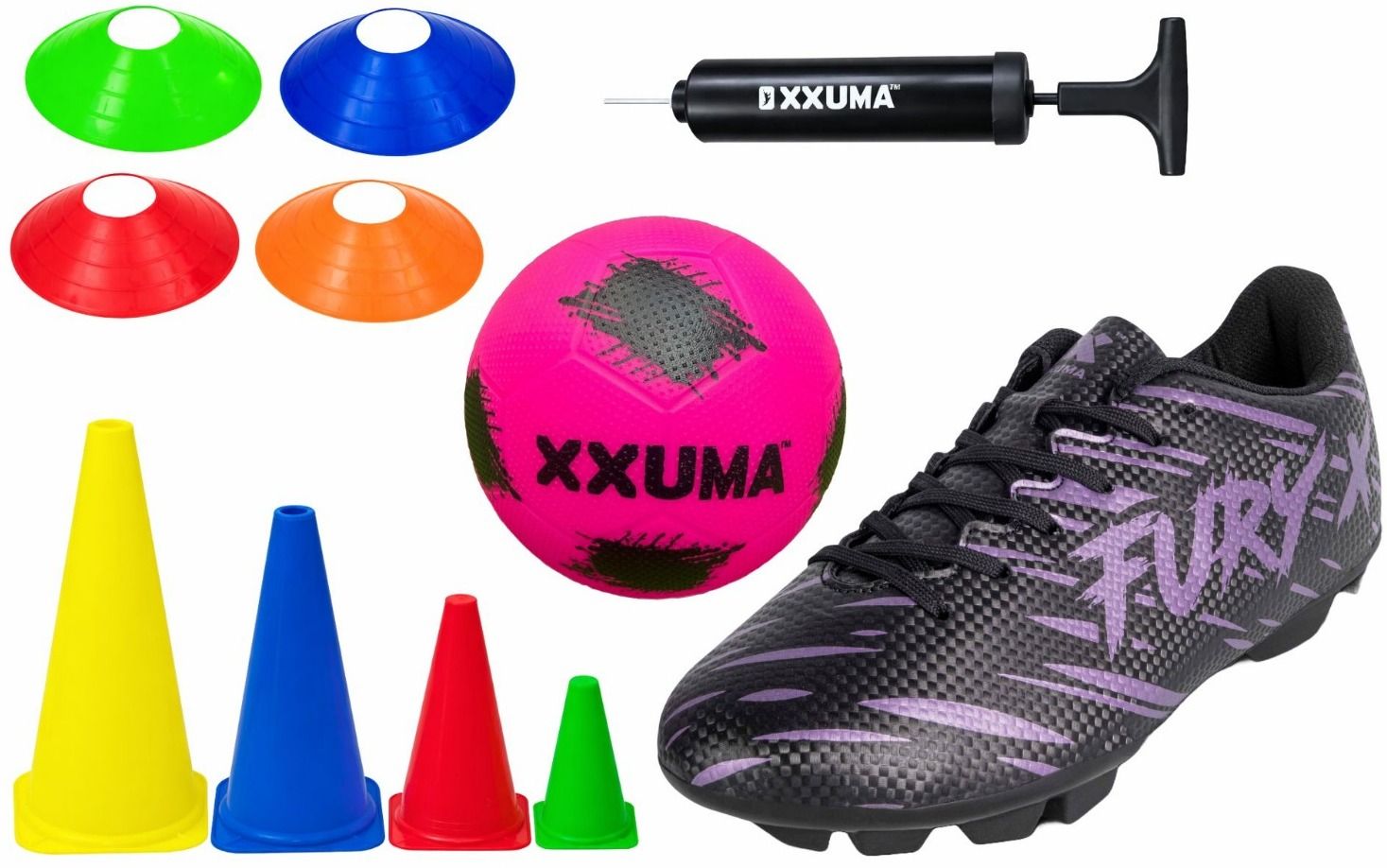 Combo Pack Football Shoes (Sz-10), Home Play Ball, Pump,Saucer and Marker Cone Football Kit-image-5