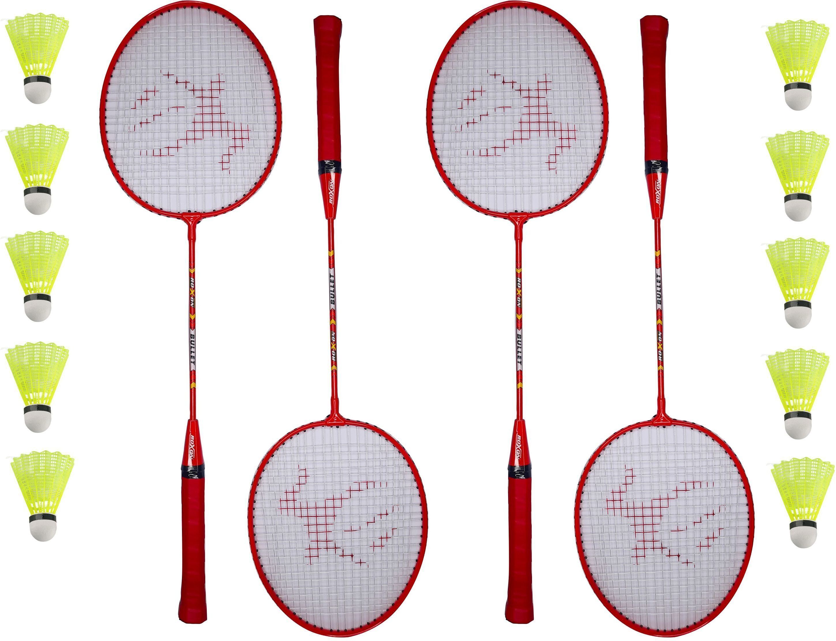 ravisport Bullet WIDE BODY Multicolor Racket 4 pcs with 10 shuttlecock Badminton Kit-picture-22