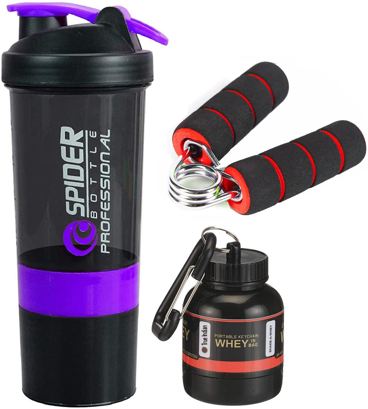 Gym Shaker Bottle,Protein Carry Box and Hand Grip For Men & Women Fitness Accessory Kit Kit-image-19