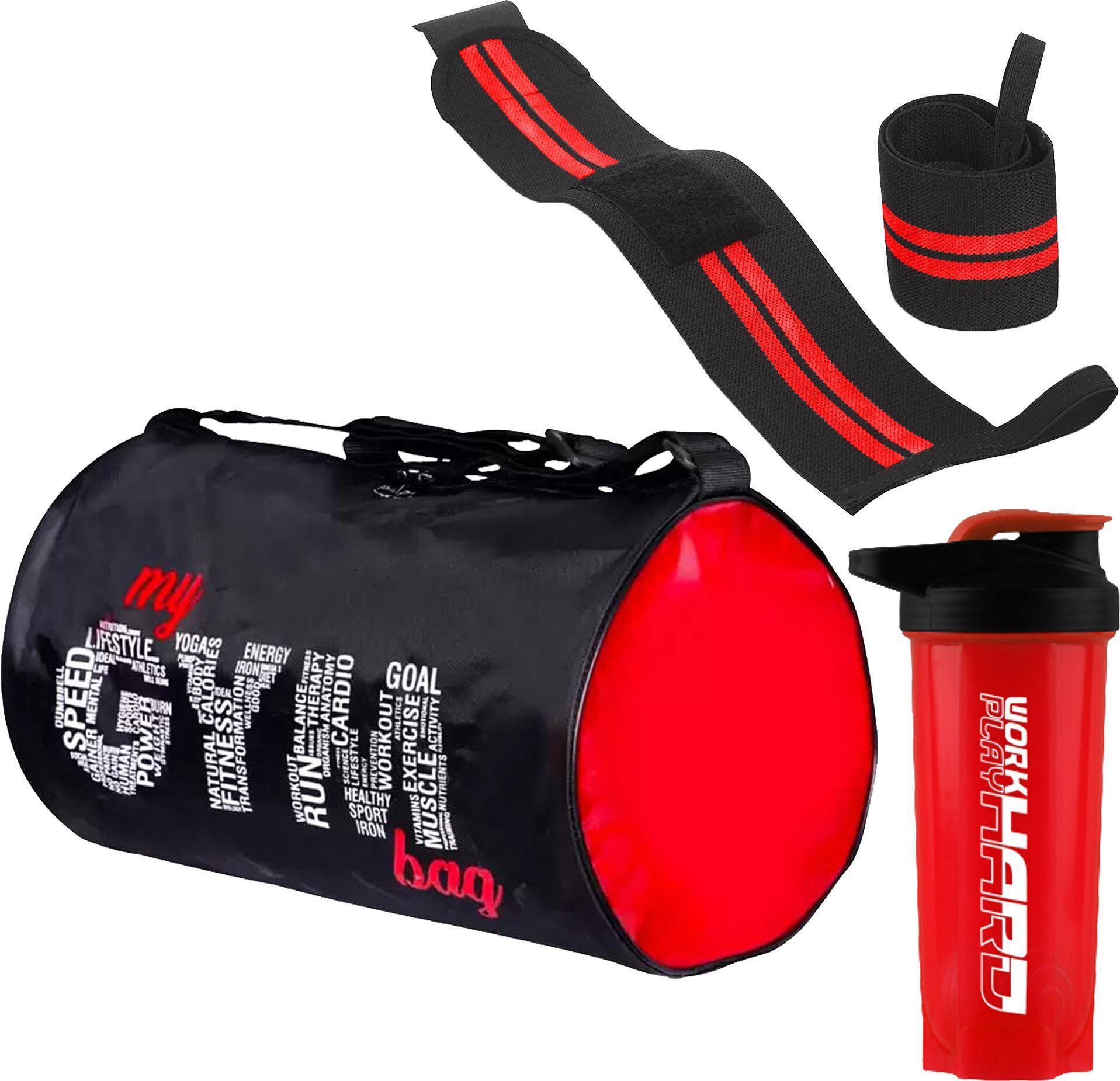 Power Up Your Workout Gym Shaker, Gym Bag & Wristband Combo For Men & Women Fitness Accessory Kit Kit-image-9