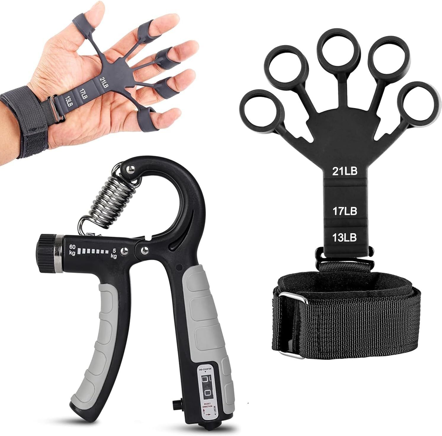 Gym Combo of 2 - Counter Hand Gripper and Finger Exerciser Fitness Accessory Kit Kit-image-47