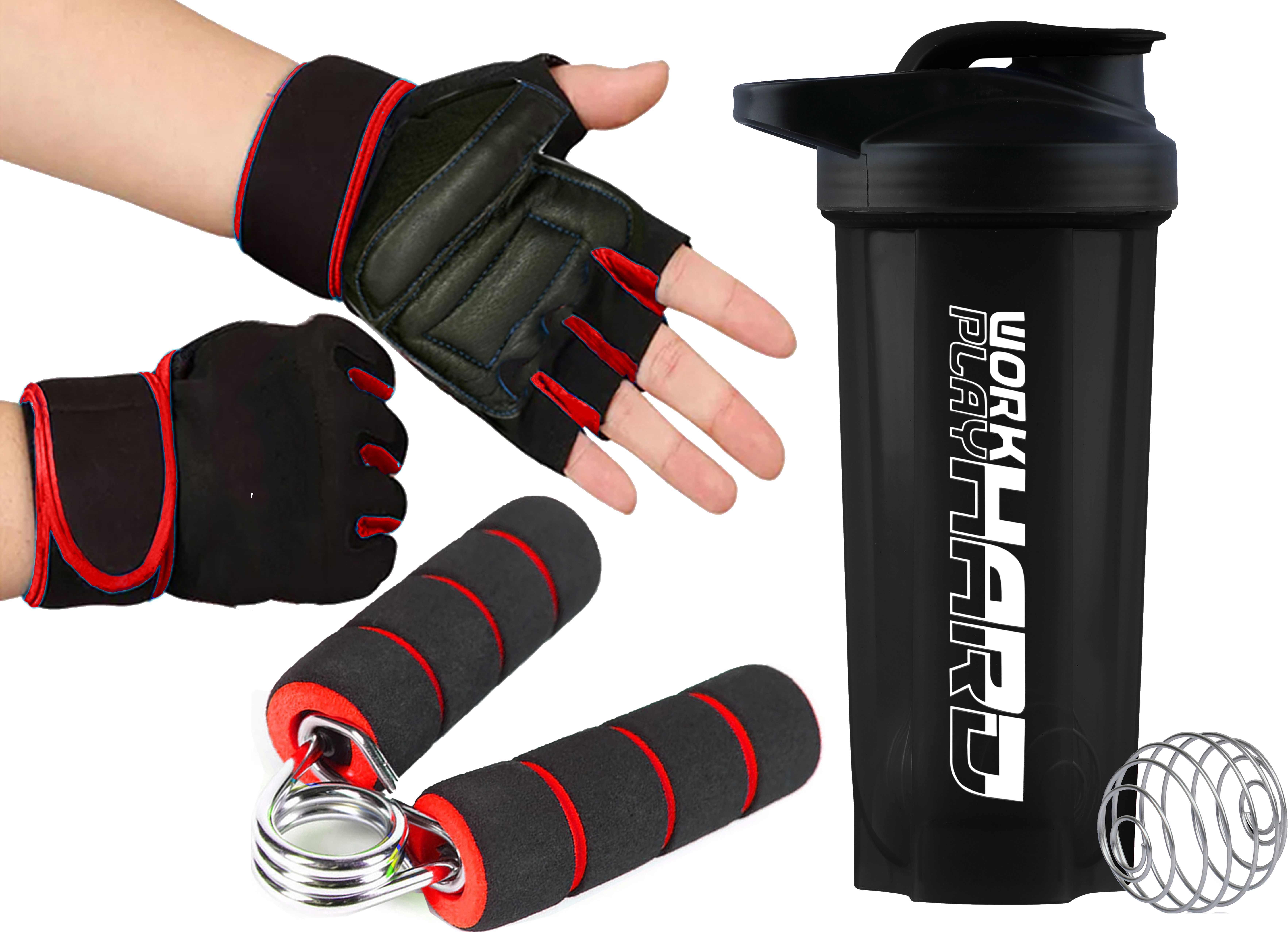 Fitness Combo Of Gym Shaker With Gym Glove And Mini Gripper For Gym. Fitness Accessory Kit Kit-image-7