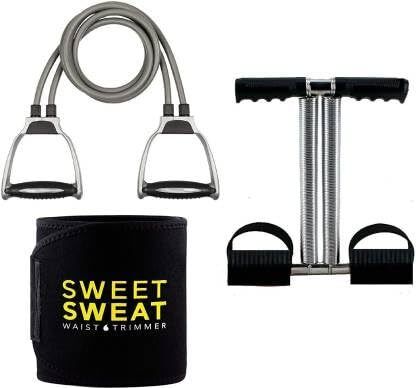 Double Spring Tummy Trimmer, Toning tube, Sweat belt Combo Ab Exerciser Fitness Accessory Kit Kit-image-43