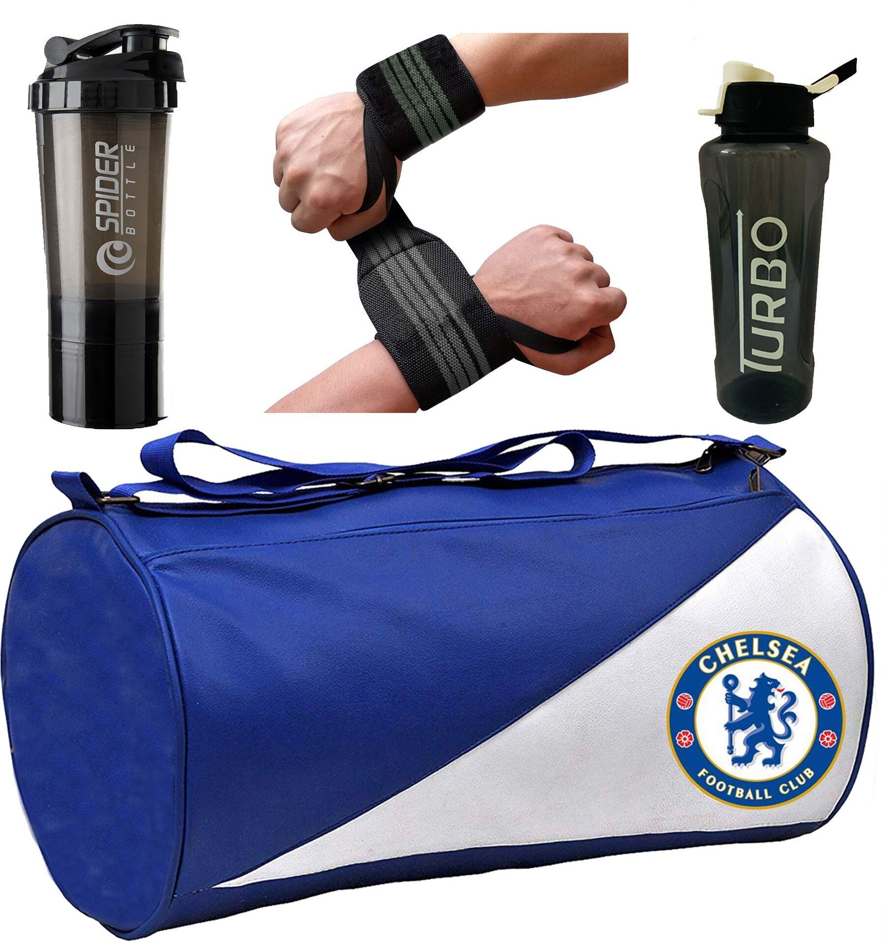 Gym Combo for Men and Women Gym Bag |Shaker Bottle |Sipper Bottle lWrist Band Fitness Accessory Kit Kit-image-20