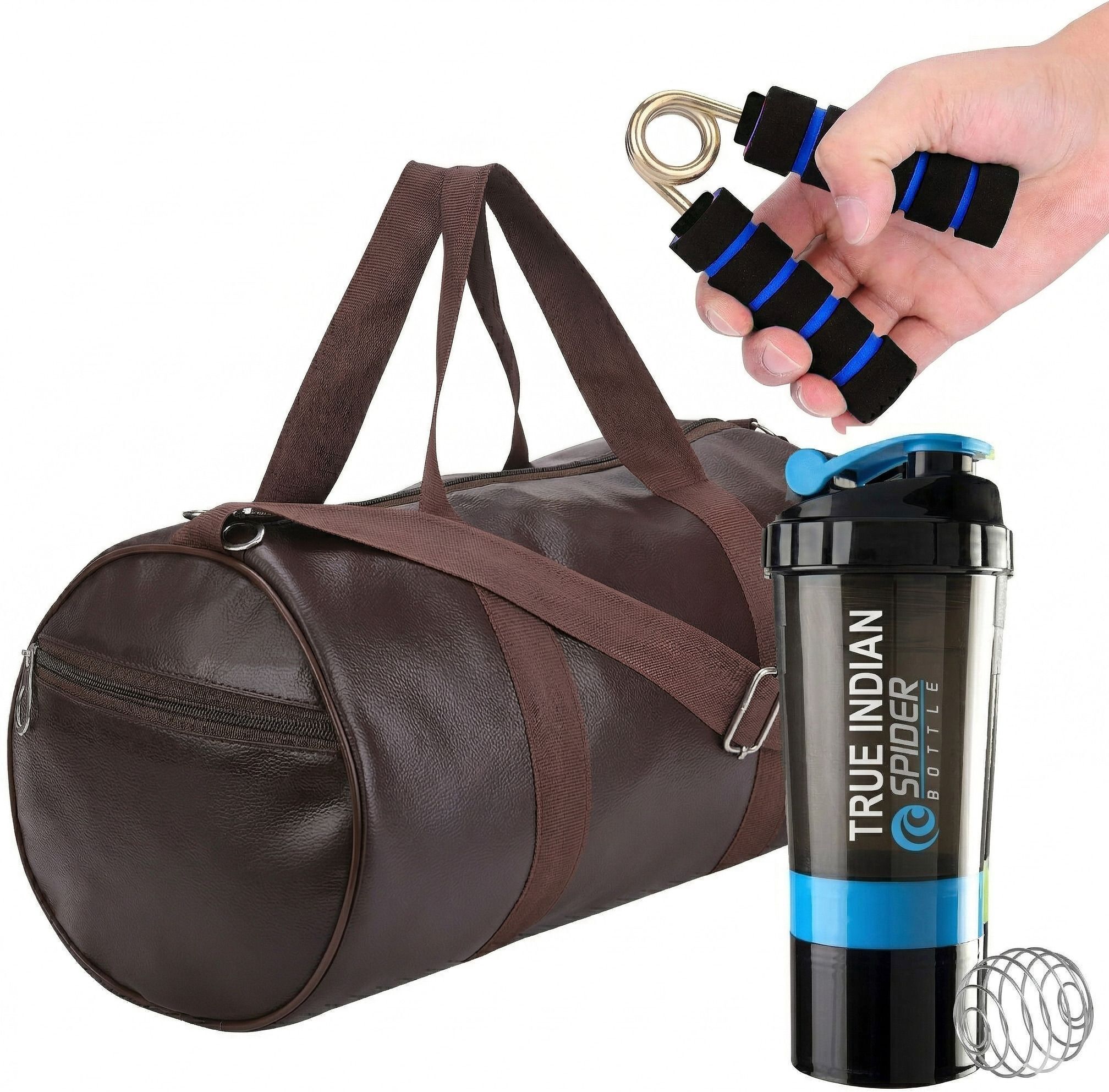 Combo of Gym Duffel Bag & Gym Shaker Bottle and Mini Griper For Mens and Womens. Fitness Accessory Kit Kit-image-30