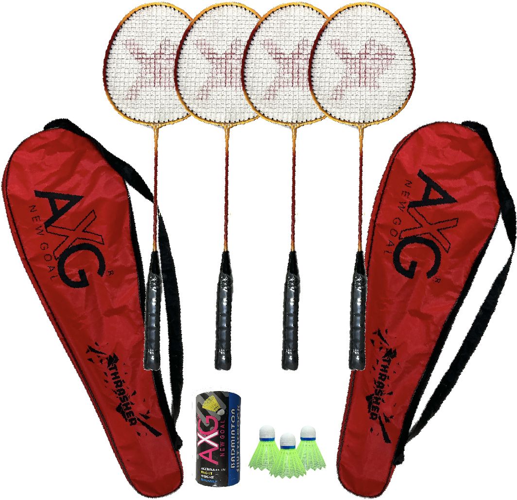 axg new goal Thrasher Racquets Set of 4 with Plastic shuttles Badminton Kit-picture-11