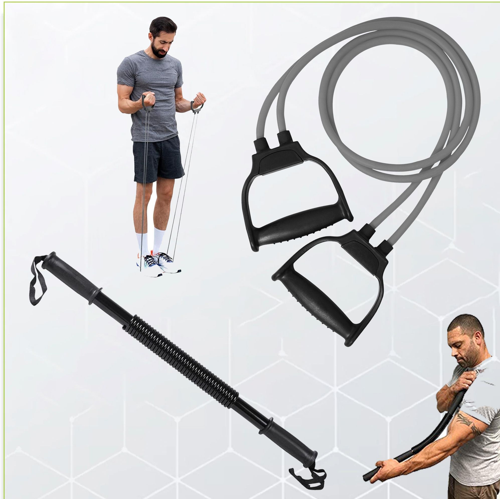 Fitness Combo of Power Twister 30 Kg & Double Toning Tube for Workout Fitness Accessory Kit Kit-image-41