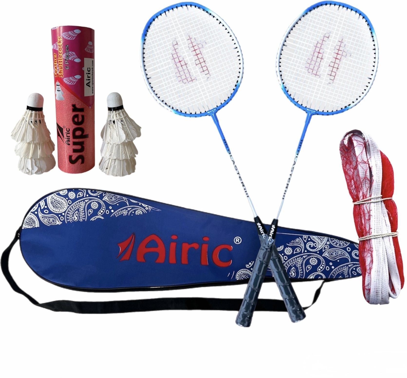 airic Isometric Blaster with 6 Premium Feather Shuttles, Net and Cover Badminton Kit-picture-6