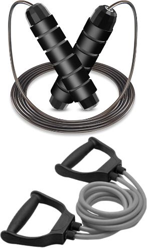 iamalot Heavy Quality skipping rope and double toning tube band Home Gym Kit Fitness Accessory Kit Kit-picture-5
