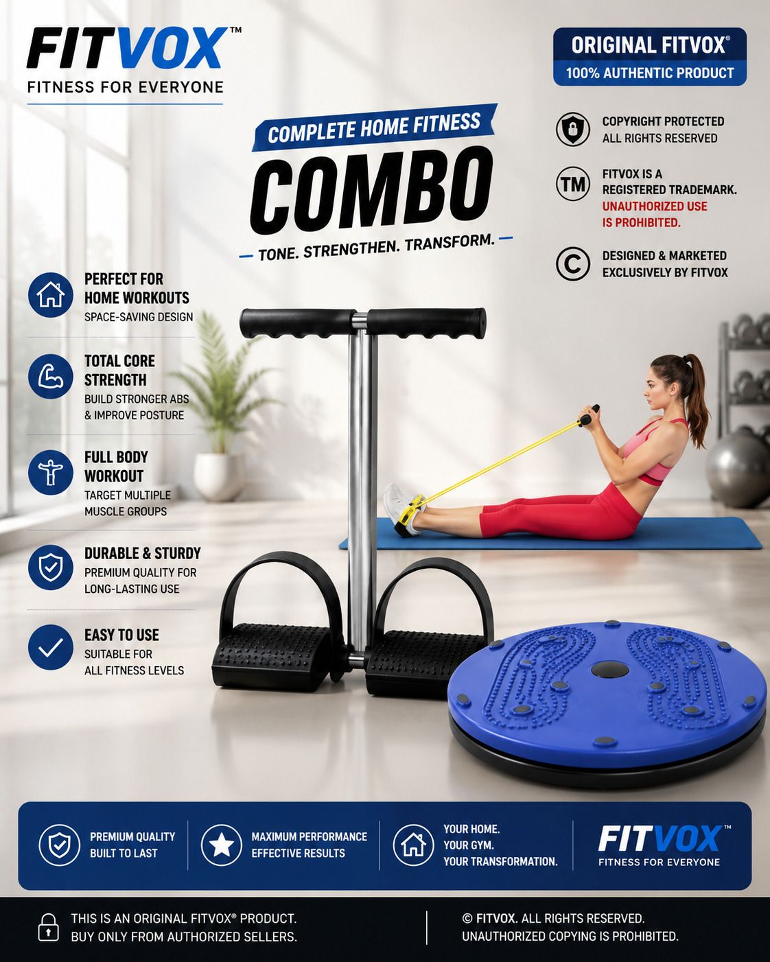 Core Slim Fitness Combo | Single Tummy Trimmer + Tummy Twister Fitness Accessory Kit Kit-image-0
