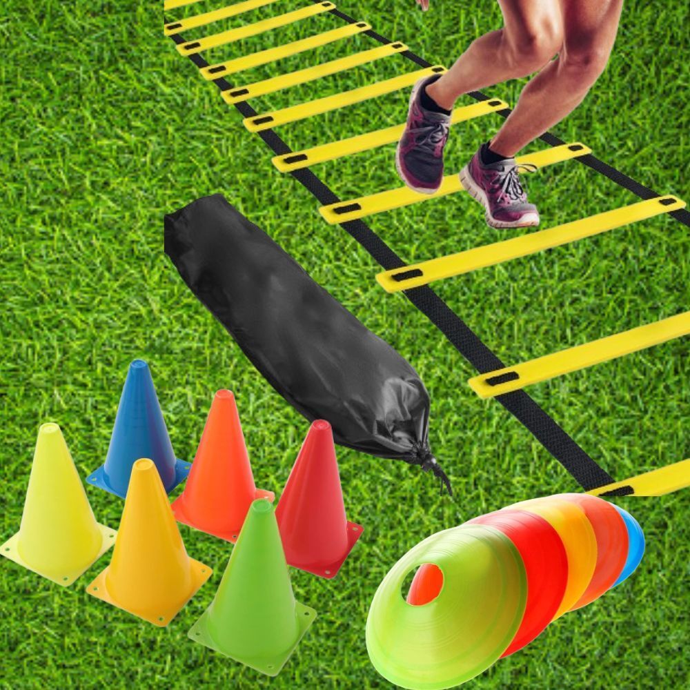 arrowmax Agility Ladder 4 Meter + 6 pc Training Cone 6 inch + 6 pc Marking Space Markers Football & Fitness Kit-picture-6