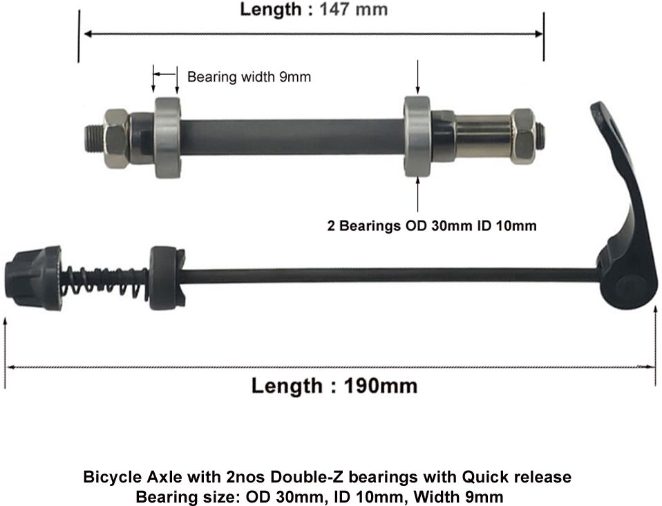 2fortheroad 20042 Bicycle Cycle Hollow Axle Rear with Quick Release Bearings (1set ) Cycling Kit-picture-2