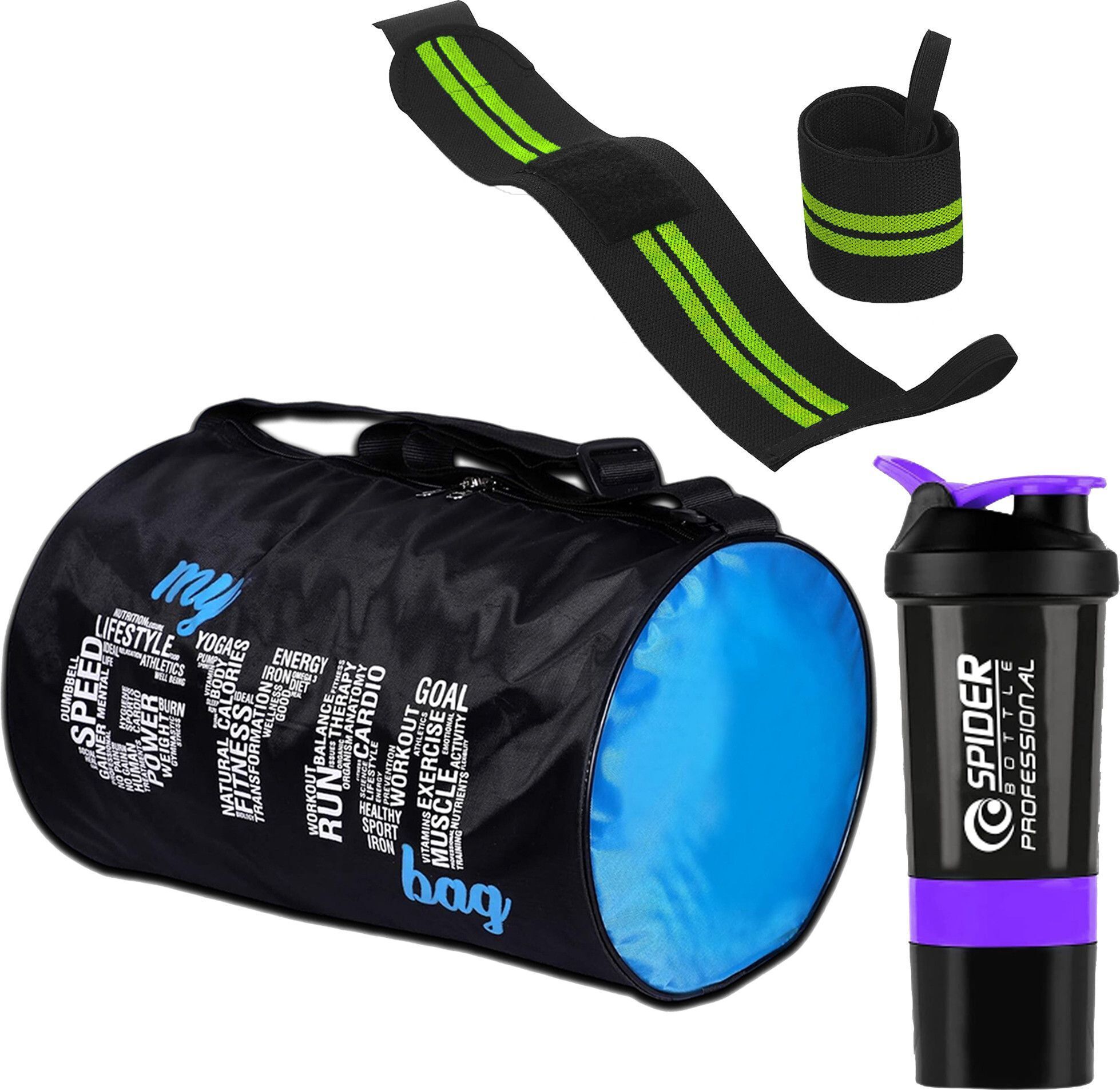 Combo Set of Gym Bag with Wrist Support Band and Shaker Bottle For Men & Women Fitness Accessory Kit Kit-image-39