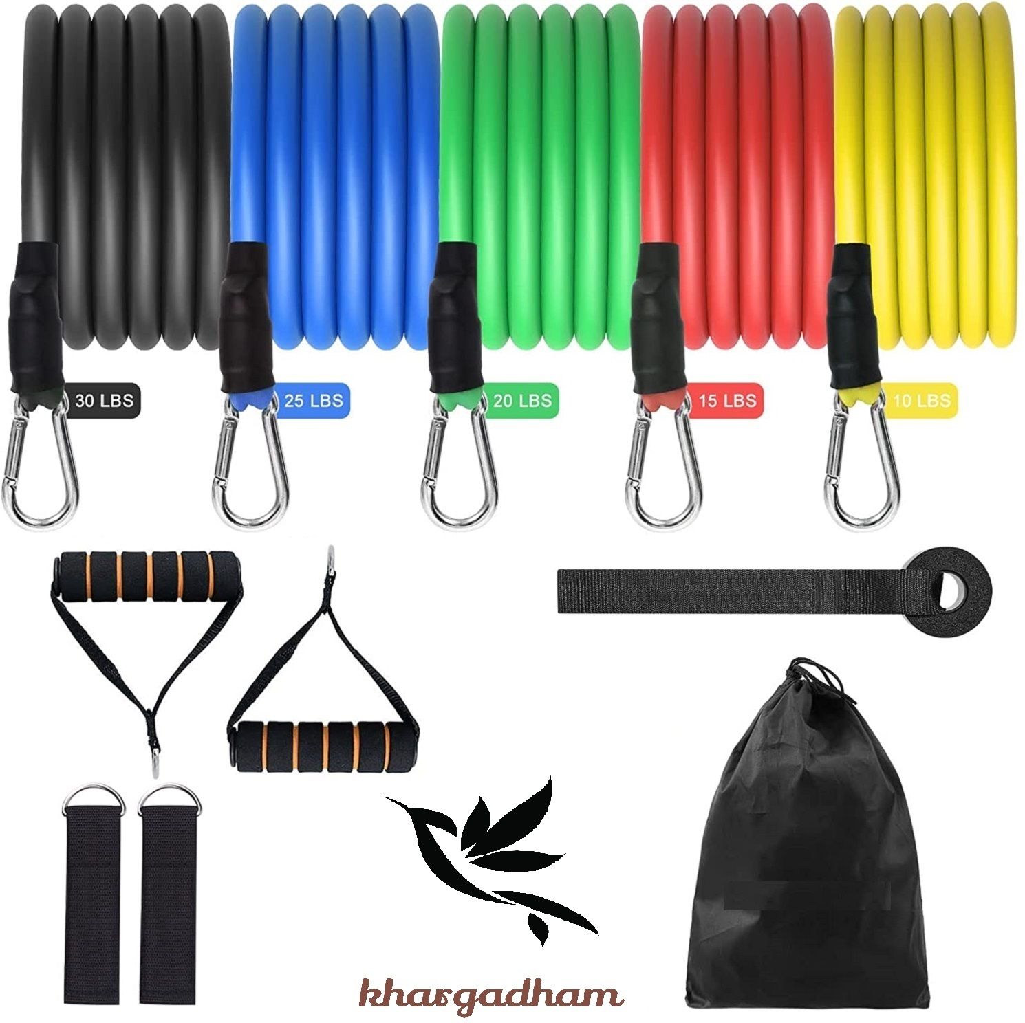 Up To 100 LBS Stackable Resistance Tubes with Resistance Band for Full Body Workout Fitness Accessory Kit Kit-image-23