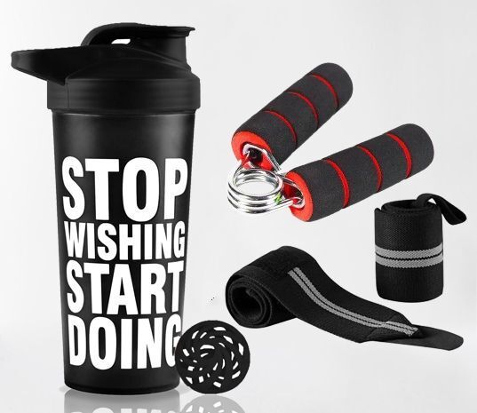 Boost Your Workout with Gym Shaker, Wrist Band & Mini Gripper For Men & Women Fitness Accessory Kit Kit-image-8