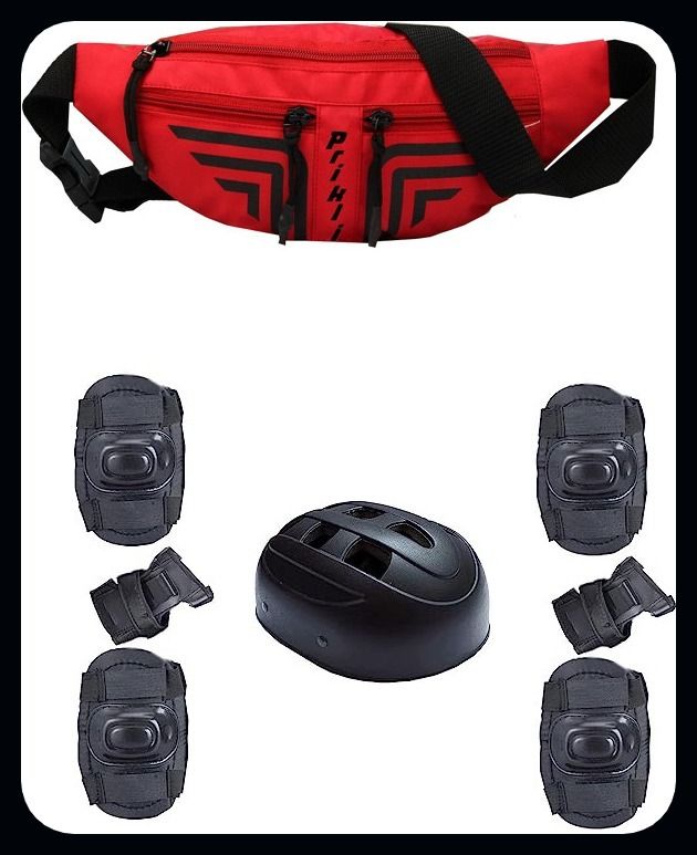 combo of skating safety kit for kids (12-16)sweg waist bag for men and women_pri Cycling Kit