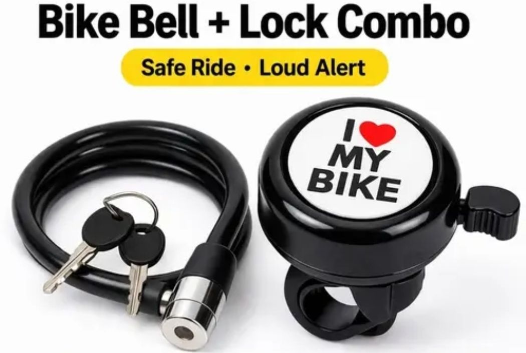 qubec Universal Bicycle Security Cable Lock with Bell – Durable Key Lock for Bikes Cycling Kit-picture-10