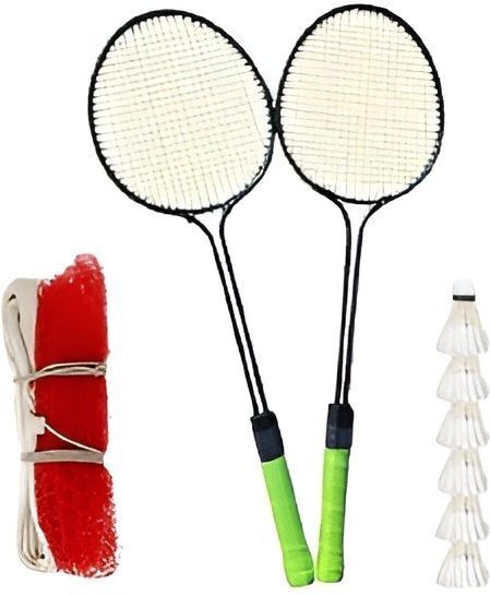 Badminton Raquet Set of 2pcs with 6pcs Feather Shuttles 1 Net Badminton Kit-image-39