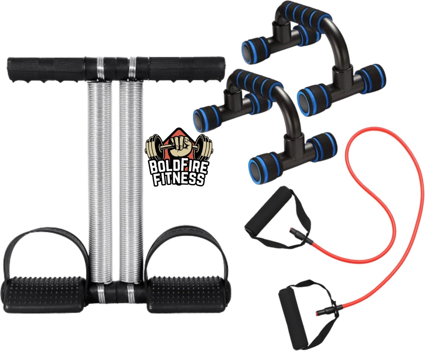 Double Spring Tummy Trimmer With Pushup Bar & Single Tonning Tube (Pack of 3) Fitness Accessory Kit Kit-image-46