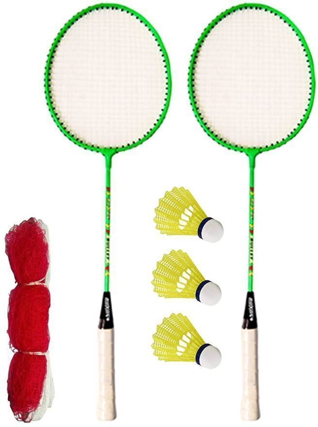 ravisport kids Badminton RACKET kit Set Of 2 Piece Racquet with 3Shuttle1 BADMITON NET Badminton Kit-picture-44