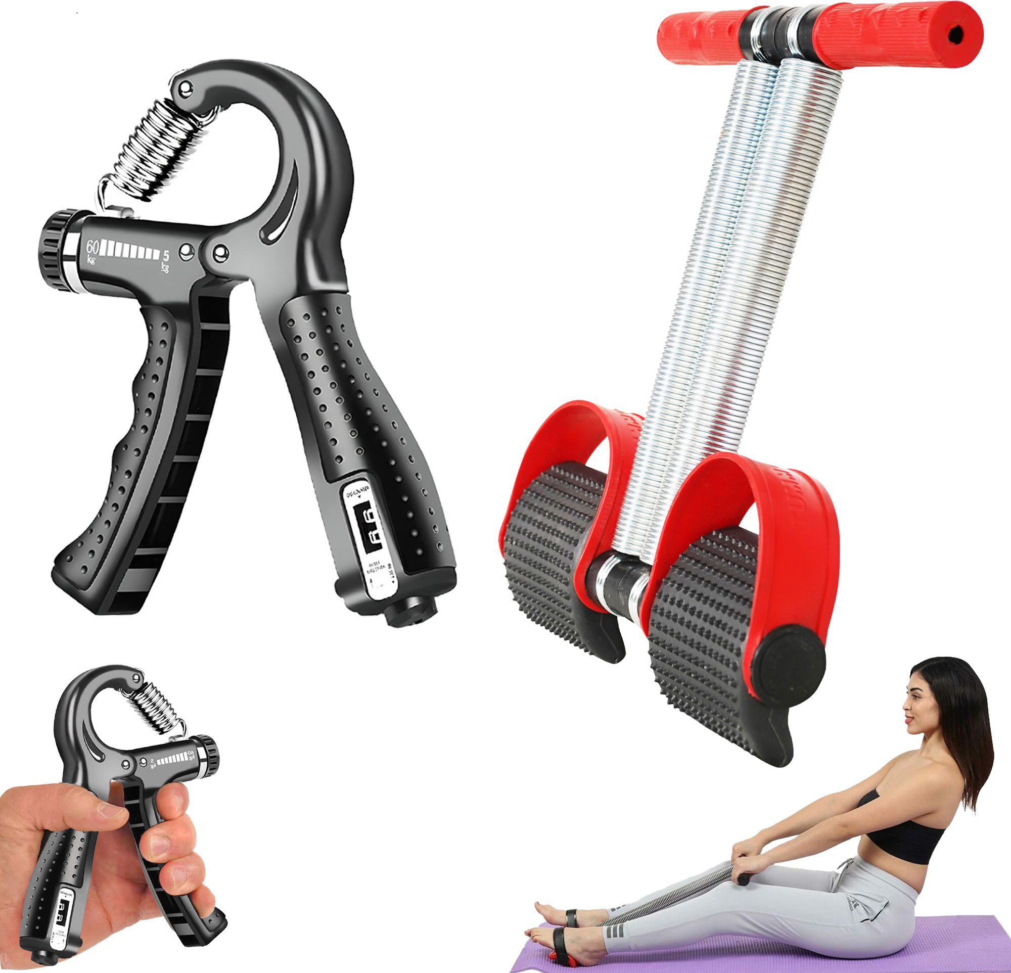 Professional Tummy Trimmer Exercise & Adjust Hand Grip Strengthener with Counter Fitness Accessory Kit Kit-image-31