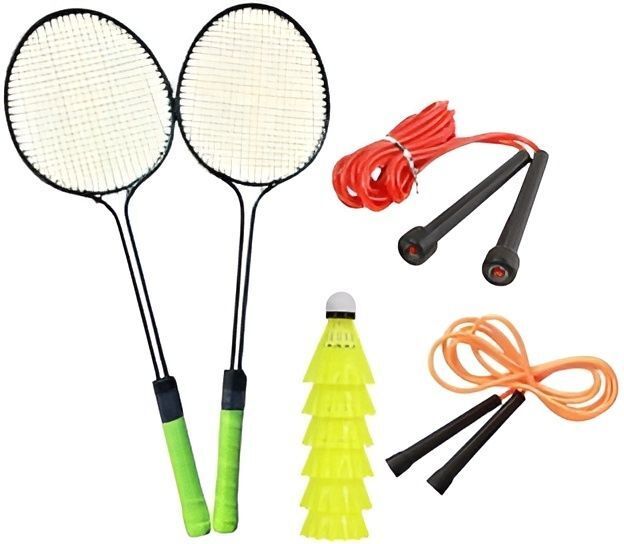 Badminton Racquet Set of 2pcs With 6pcs Nylon Shuttlecock And 2 Skipping Rope Badminton Kit-image-38