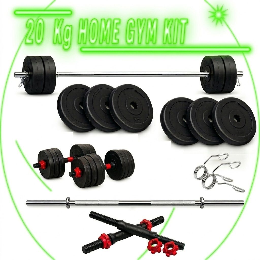 aktiv fitness 20KG Home Gym Kit With 3FT Rod, 2 Dumbbell Set Fitness Accessory Kit Kit-picture-38