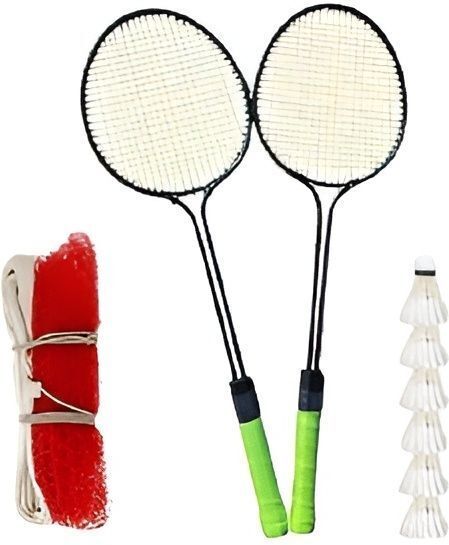 trock Badminton Raquet Set of 2pcs with 6pcs Feather Shuttles 1 Net Badminton Kit-picture-19