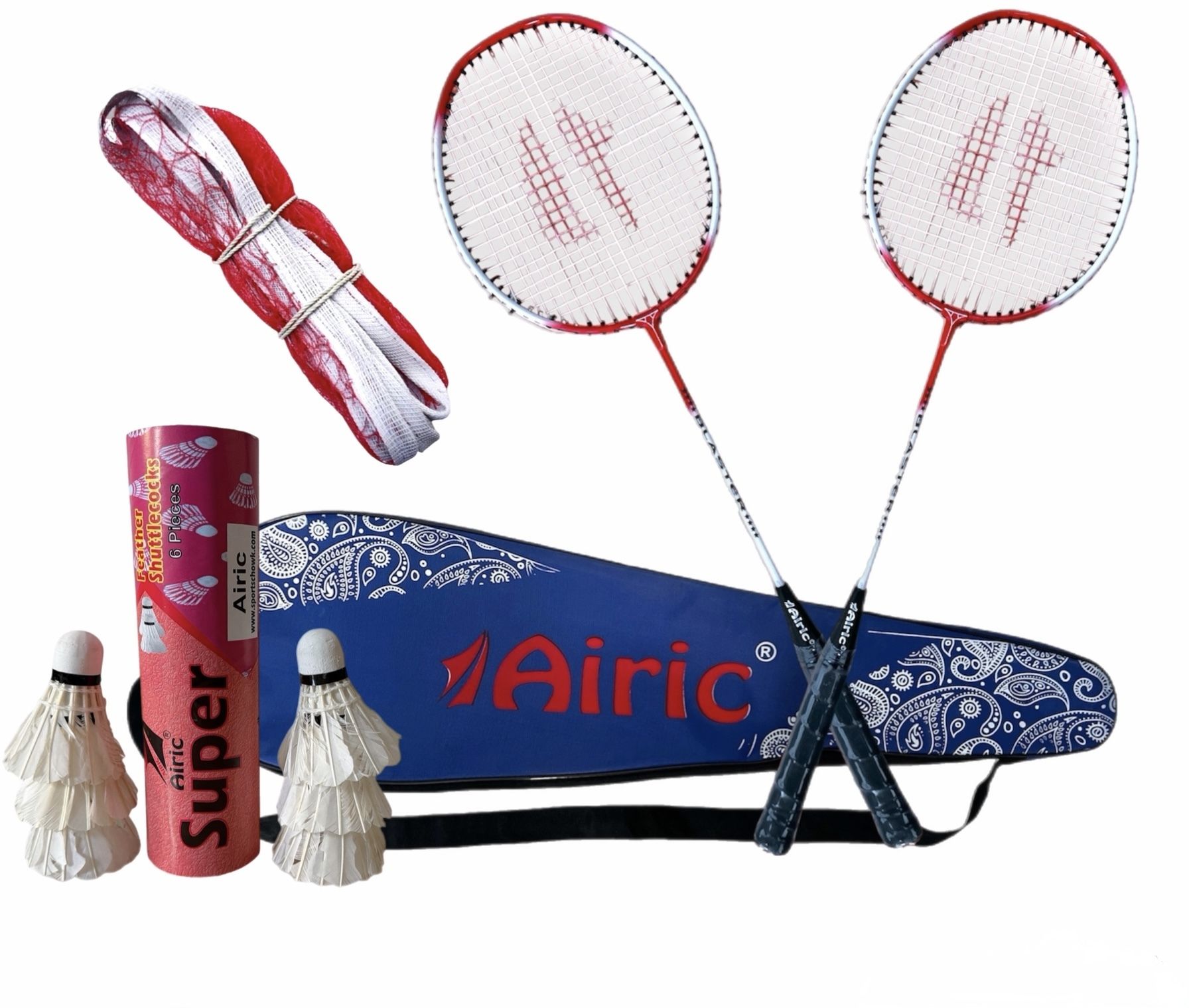 airic Isometric Blaster with 6 Premium Feather Shuttles, Net and Cover Badminton Kit-picture-49