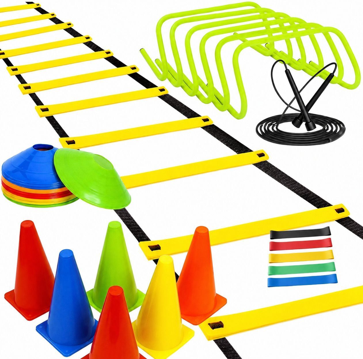 m g t r Sports Agility Training Set with Ladder, Cones, Hurdles, Bands, Rope 6 Inch Football & Fitness Kit-picture-5