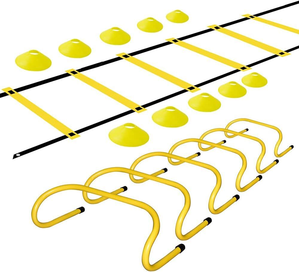 ymd Agility Ladder and Disc Cones Training Set Adjustable Rungs Training Ladder Plastic Speed Hurdles-picture-24
