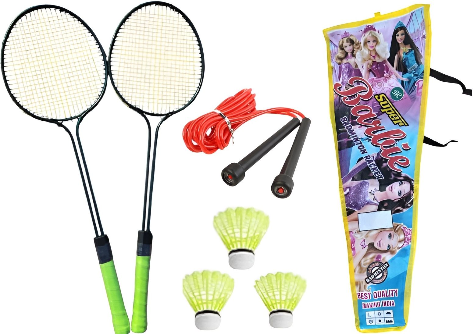 kickmixsports Badminton Raquet Set of 2pcs with 3pcs Nylon Shuttles 1 Skipping Rope Badminton Kit-picture-22