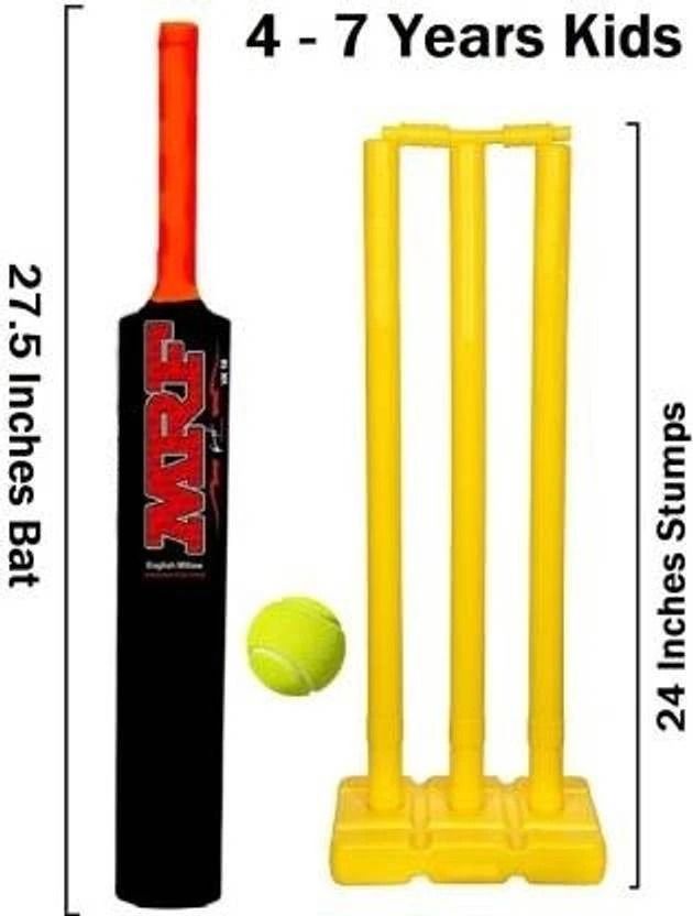 fizo Hard Plastic Bat with PVC Wicket Set & 1 Ball | Bat Ball Stumps Kit for kids 4-7 Cricket Kit-picture-11