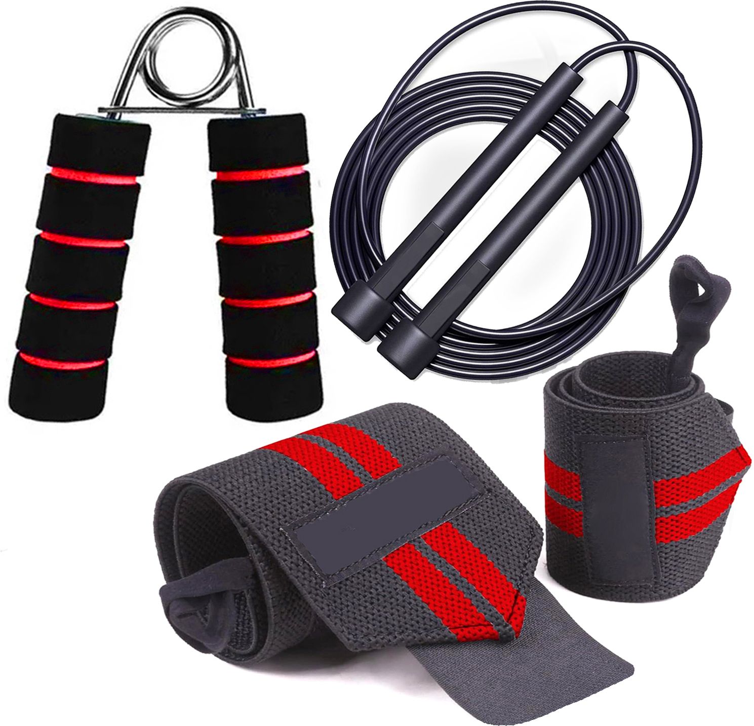 Wrist Band & Gripper for Workout Skipping Rope for Gym for Gym Accessories Kit Fitness Accessory Kit Kit-image-2