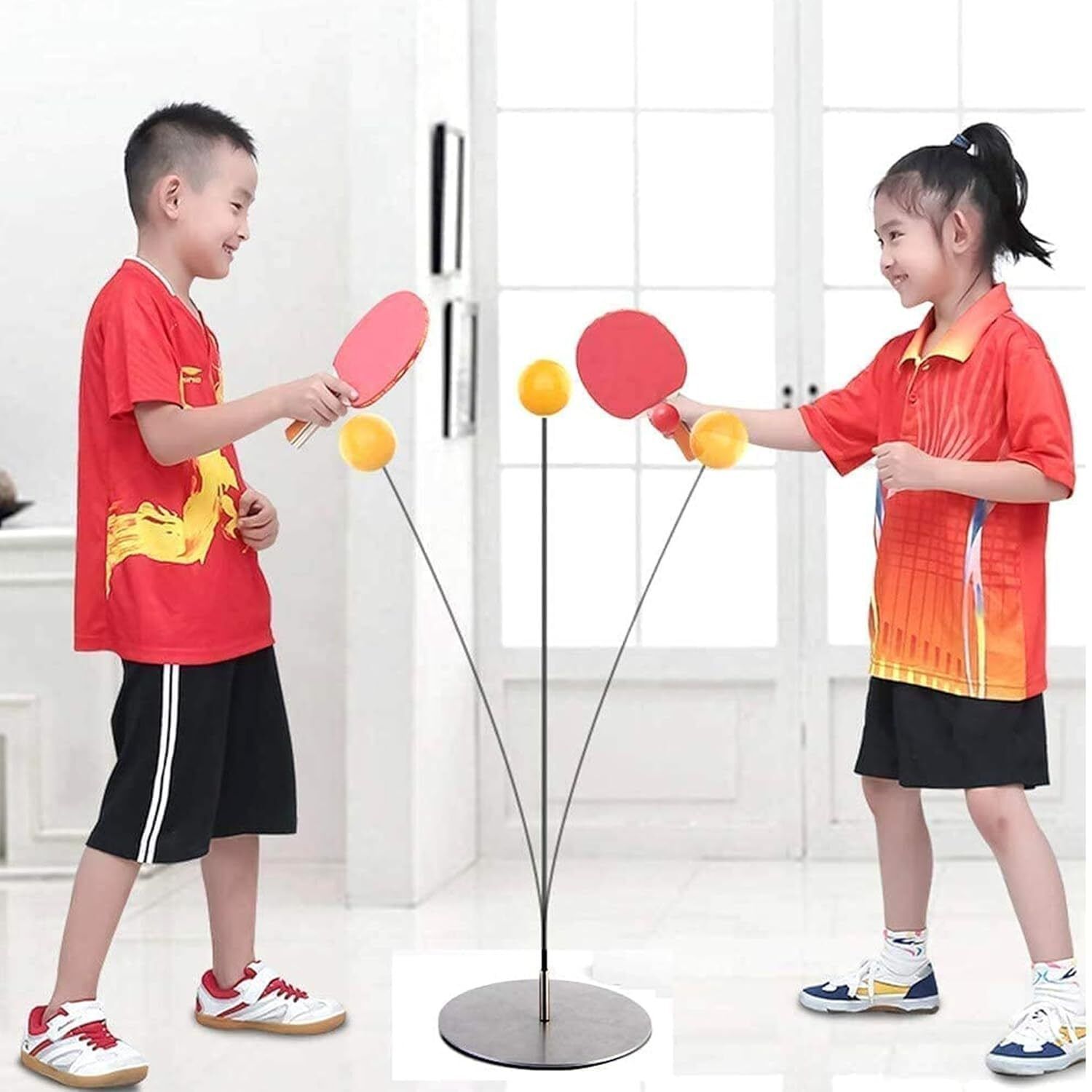 Table Tennis Trainer with 4 Ping Pong Balls for Solo Practice Training Table Tennis Kit-image-11