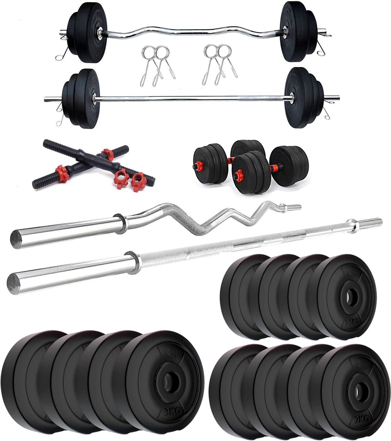 starx 30 kg PVC 30KG GYM KIT WITH 3FT CURL, 3FT STRAIGHT ROD Home Gym Combo-picture-34