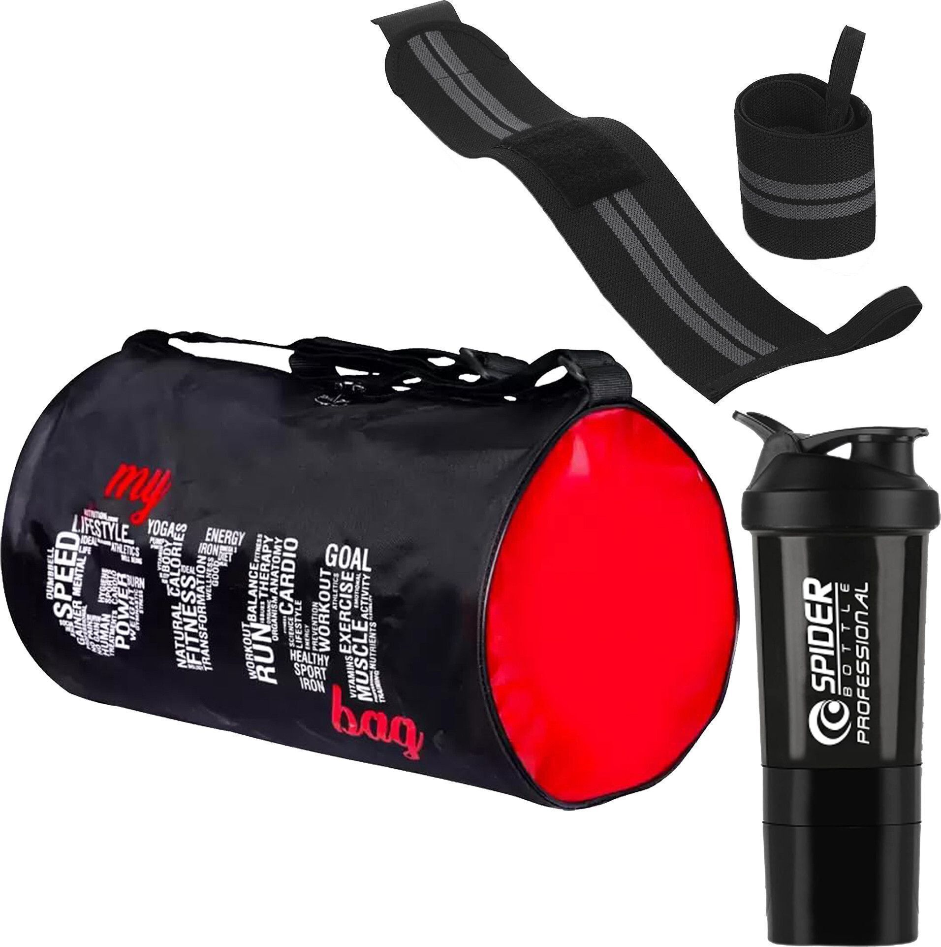 Workout Power Combo Gym Shaker Bottle With Gym Bag & Wristband Set Fitness Accessory Kit Kit-image-12