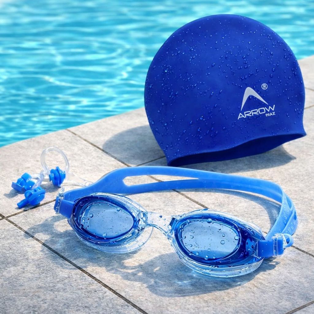 arrowmax (silicone cap/Goggle/Earplugs/Noseplug) Black Swimming Kit-picture-5