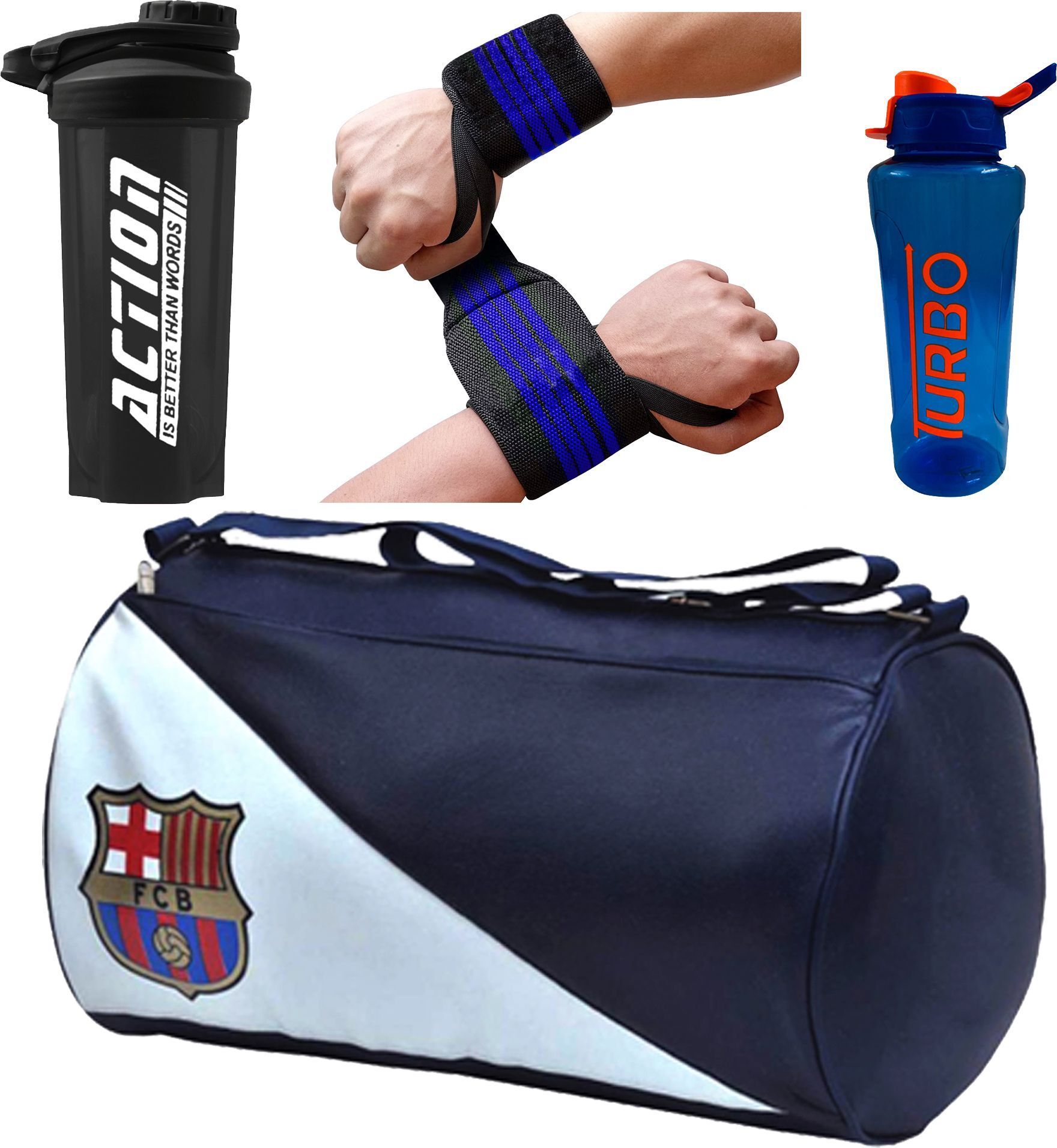 Premium Gym Combo Gym Duffle Bag, Protein Shaker, Water Sipper,Strong Wrist Band Fitness Accessory Kit Kit-image-29