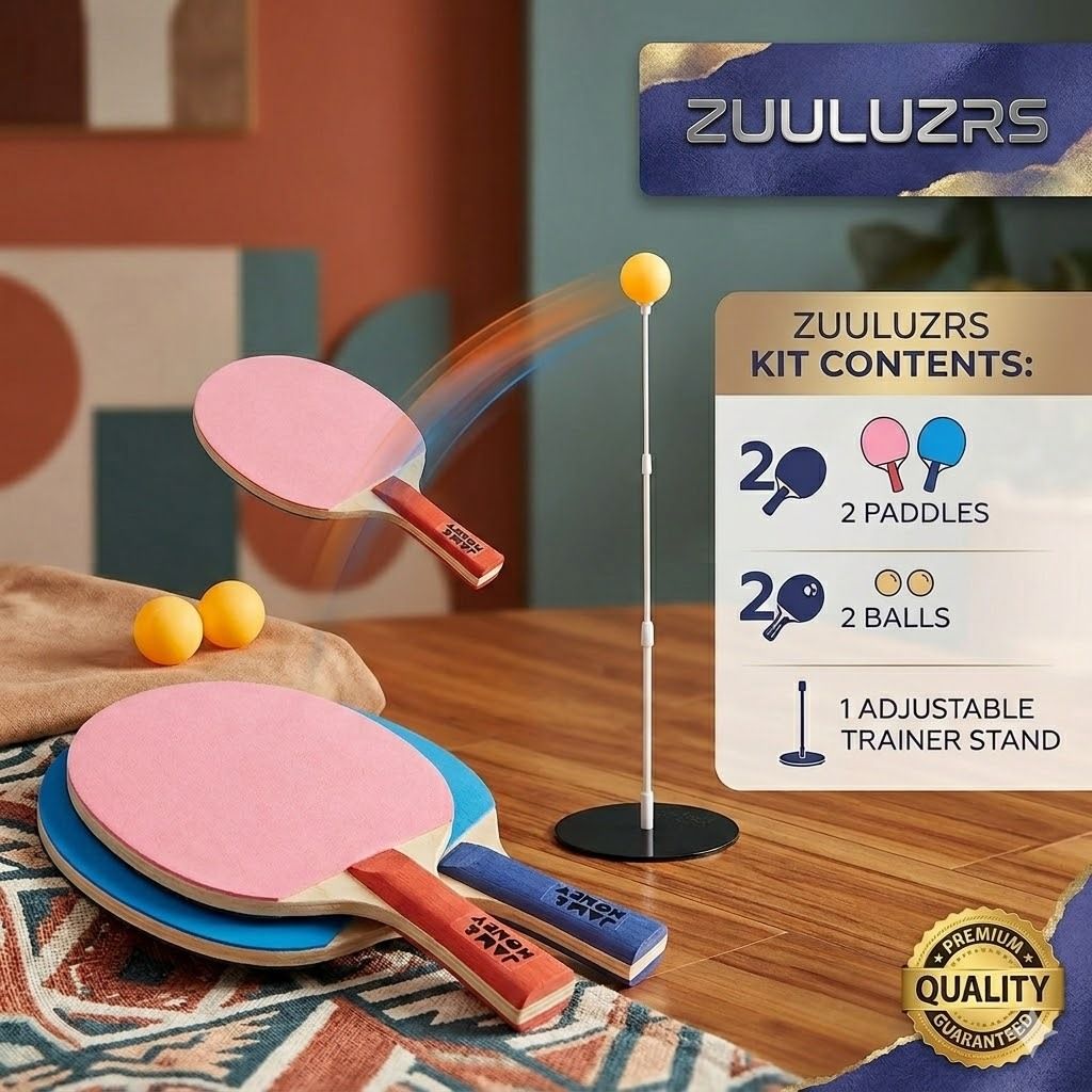 zuuluzrs Table Tennis Practice Kit Set Of 2 Rackets 2 Balls Ping Pong Table Tennis Kit-picture-8