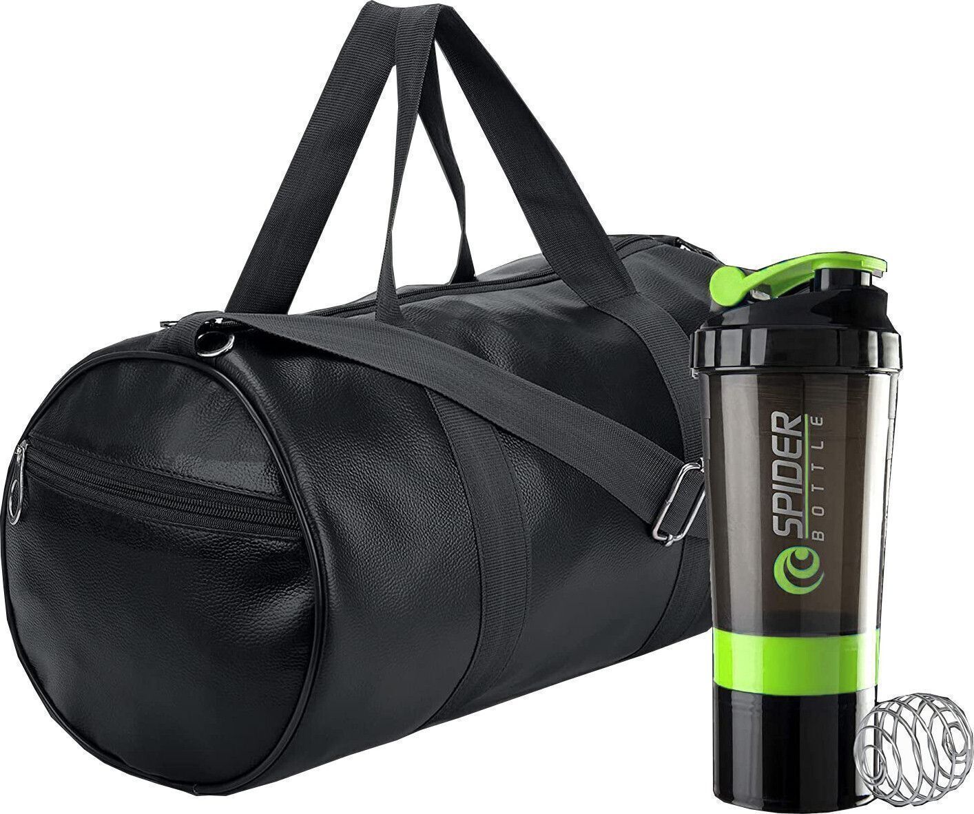 SPORTS Combo Set BLACK Leather Bag BOTTLE Fitness Accessory Kit Kit-image-15